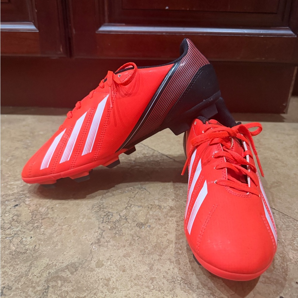 adidas Bright Red Soccer Cleats with White Stripes